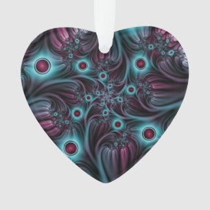 Dans la profondeur Bleu rose Abstrait coeur fracta