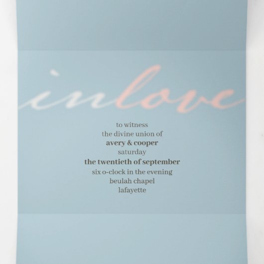 dans l'amour du Mariage Tri-Fold Invitation (Intérieur au milieu)