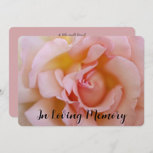 Dans l'amour Mémoire rose Invitation (Devant / Derrière)