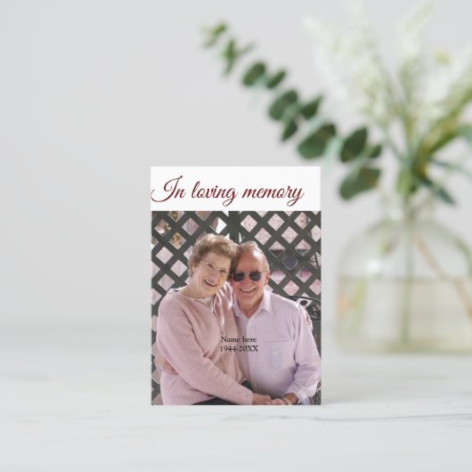 dans l'amour nom de mémoire texte keepsaké carte d (Debout devant)