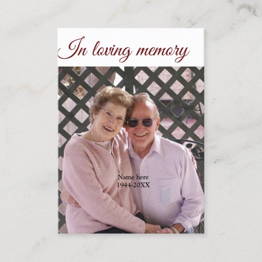 dans l'amour nom de mémoire texte keepsaké carte d (Devant)