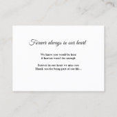 dans l'amour nom de mémoire texte keepsaké carte d (Dos)