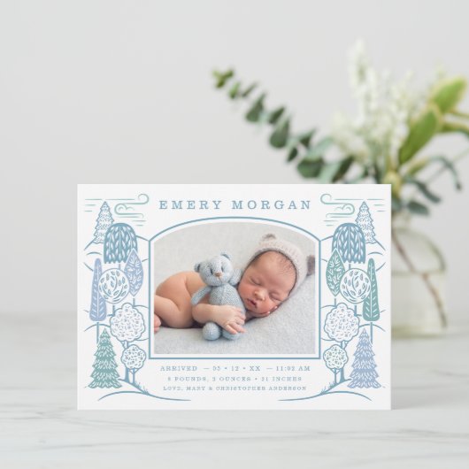 Dans l'arbre Top Faire-part de naissance Blue (Debout devant)