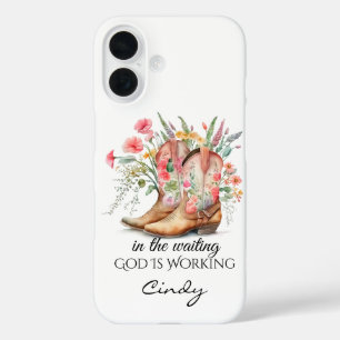 Dans l'attente Dieu travaille Coque iPhone 16