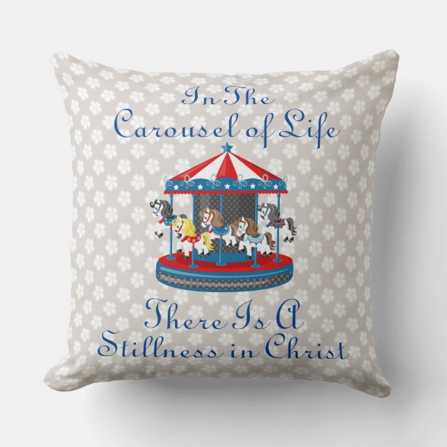 Dans le carrousel de la vie Coussin d'oeillet beig (Recto)