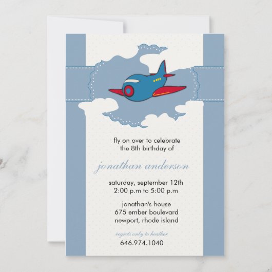 Dans les nuages - invitations à l'anniversaire de  (Devant)