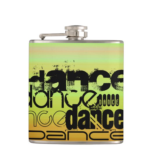 Dans; Levendig groen, Sinaasappel en geel Heupfles (Voorkant)