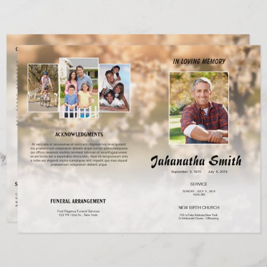 Dans Love Mémoire-Funéraire Programme Circulaire (Devant / Derrière)