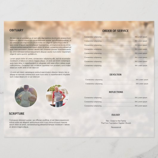 Dans Love Mémoire-Funéraire Programme Circulaire (Dos)