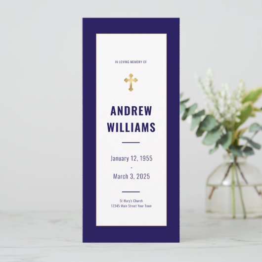 Dans Love Mémoire Funeral Programme Marine & Gold (Debout devant)