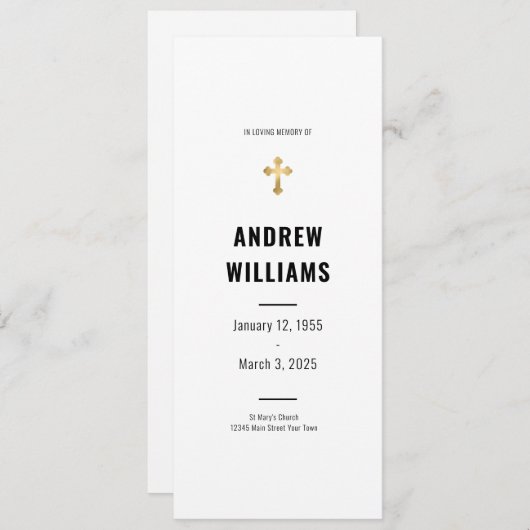 Dans Love Mémoire Funeral Programme Noir Blanc (Devant / Derrière)