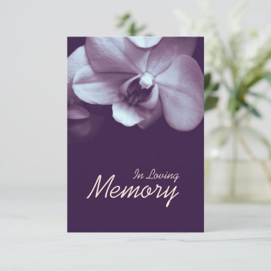 Dans Love Mémoire Orchid DP Funeral Faire-part (Debout devant)