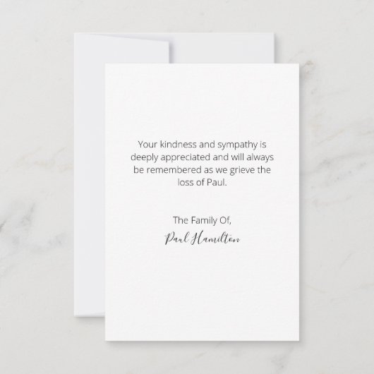 Dans Love Memory Carte de remerciements de script (Dos)