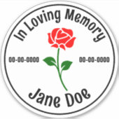 Dans Love Memory Rose Custom Cut Vinyl Sticker (Devant)