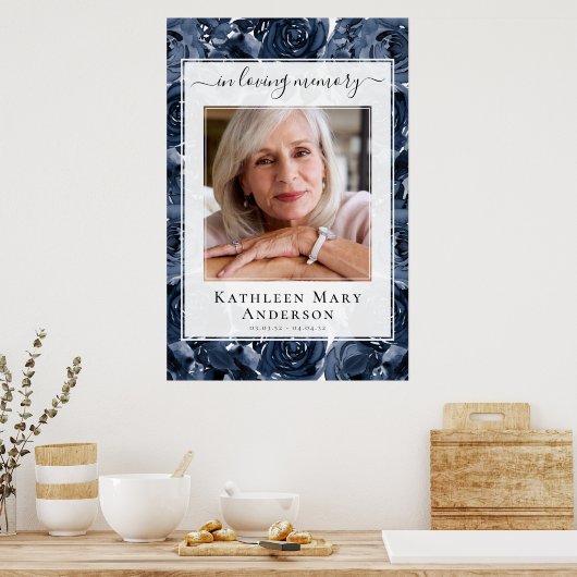 Dans Loving Memory Photo Roses Affiche de bienvenu (Cuisine)