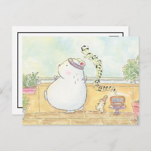 Dans meer Wees blij Polar beer Bunny aquarel Briefkaart (Voorkant / Achterkant)