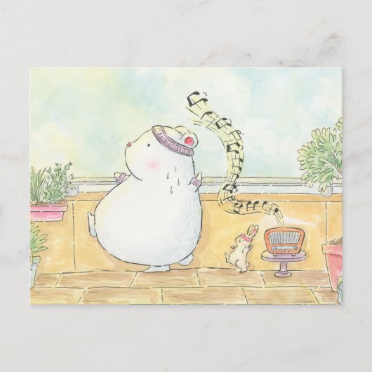 Dans meer Wees blij Polar beer Bunny aquarel Briefkaart (Voorkant)