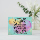 Dans met Fairies Ride a Unicorn Briefkaart (Staand voorkant)