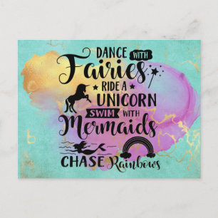 Dans met Fairies Ride a Unicorn Briefkaart
