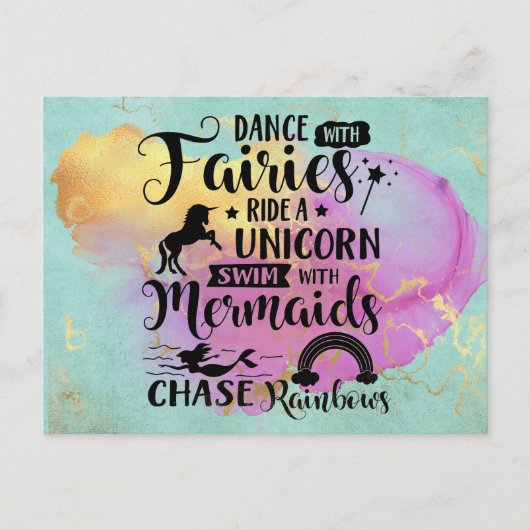 Dans met Fairies Ride a Unicorn Briefkaart (Voorkant)