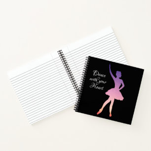 Dans met uw hart Ballerina silhouette-laptop Notitieboek