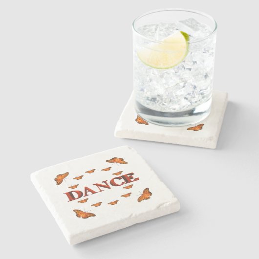 Dans met vlinders ontwerp stenen onderzetter (Zijkant)