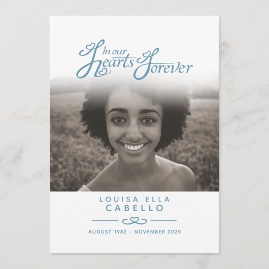 Dans nos coeurs programme funéraire blanc et bleu (Devant)