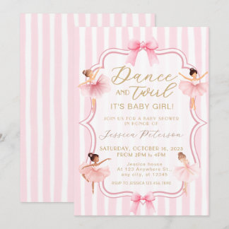 Dans & Pirouet Roze Ballerina Baby Shower Kaart