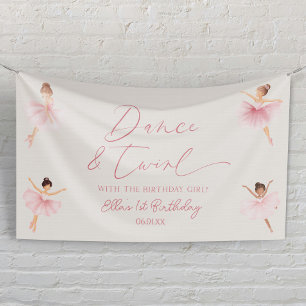 Dans & Pirouet Roze Ballerina Ballet Verjaardagsfe Spandoek