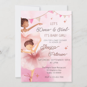 Dans & Pirouetten Roze Ballerina Baby Shower Kaart