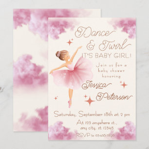 Dans & Pirouetter Ballerina Baby Shower Kaart