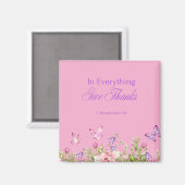 "Dans tout donner merci" Pink 2" Magnet Carré (Recto/Verso)