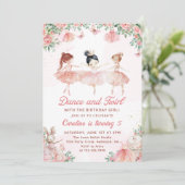 Dans & Twirl Ballerina Girl Verjaardag Uitnodiging (Staand voorkant)