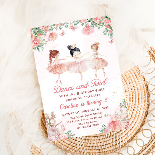 Dans & Twirl Ballerina Girl Verjaardag Uitnodiging