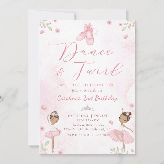 Dans & Twirl Roze Ballerina Ballet Verjaardag Kaart (Voorkant)