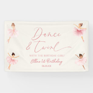 Dans & Twirl Roze Ballerina Ballet Verjaardagsfees Spandoek