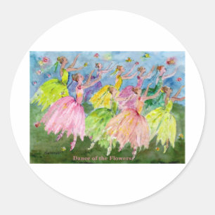 Dans van de bloemen ronde sticker