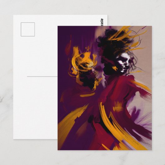 Dans van de Geest – Expressieve Abstracte Figuur Briefkaart (Voorkant / Achterkant)