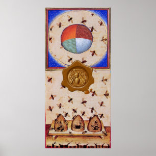 DANS VAN DE HONIJNEN MET 4 ELEMENTEN, waxzegel Poster