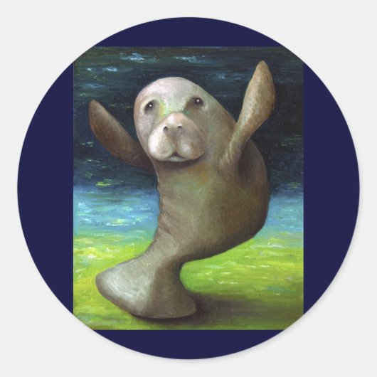 Dans van de Manatee Ronde Sticker (Voorkant)