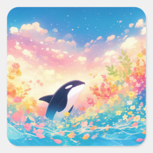 Dans van de Orka in Lichtend Water Vierkante Sticker