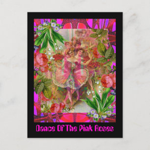 Dans van de roze rozen briefkaart