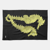 Dans van de zeepaardjes (geel) theedoek (Horizontaal)