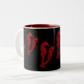 Dans van de zeepaardjes (rood) tweekleurige koffiemok (Voorkant links)