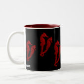 Dans van de zeepaardjes (rood) tweekleurige koffiemok (Links)