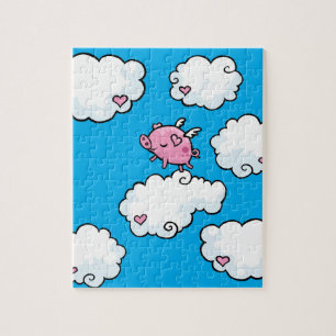Dans van vliegende varkens op wolkenpuzzel legpuzzel