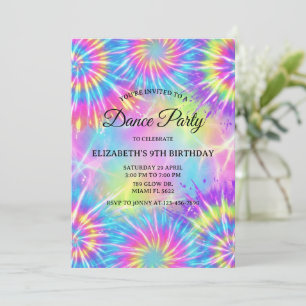 Dans Verjaardagsfeest Tie Dye Glow Dans Disco Kaart