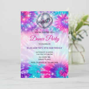 Dans Verjaardagsfeest Tie Dye Glow Dans Disco Kaart