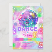 Dans Verjaardagsfeestje Neon Glow Kaart (Voorkant)