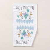 Danse Animaux de forêt Noël Aquarelle (Serviette à main)